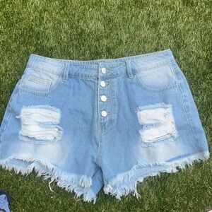 Denim Distressed Women Shorts